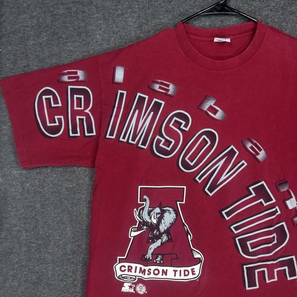 VTG Starter University of Alabama Shirt Mens Red Crimson Tide AOP Made in USA - Picture 3 of 14